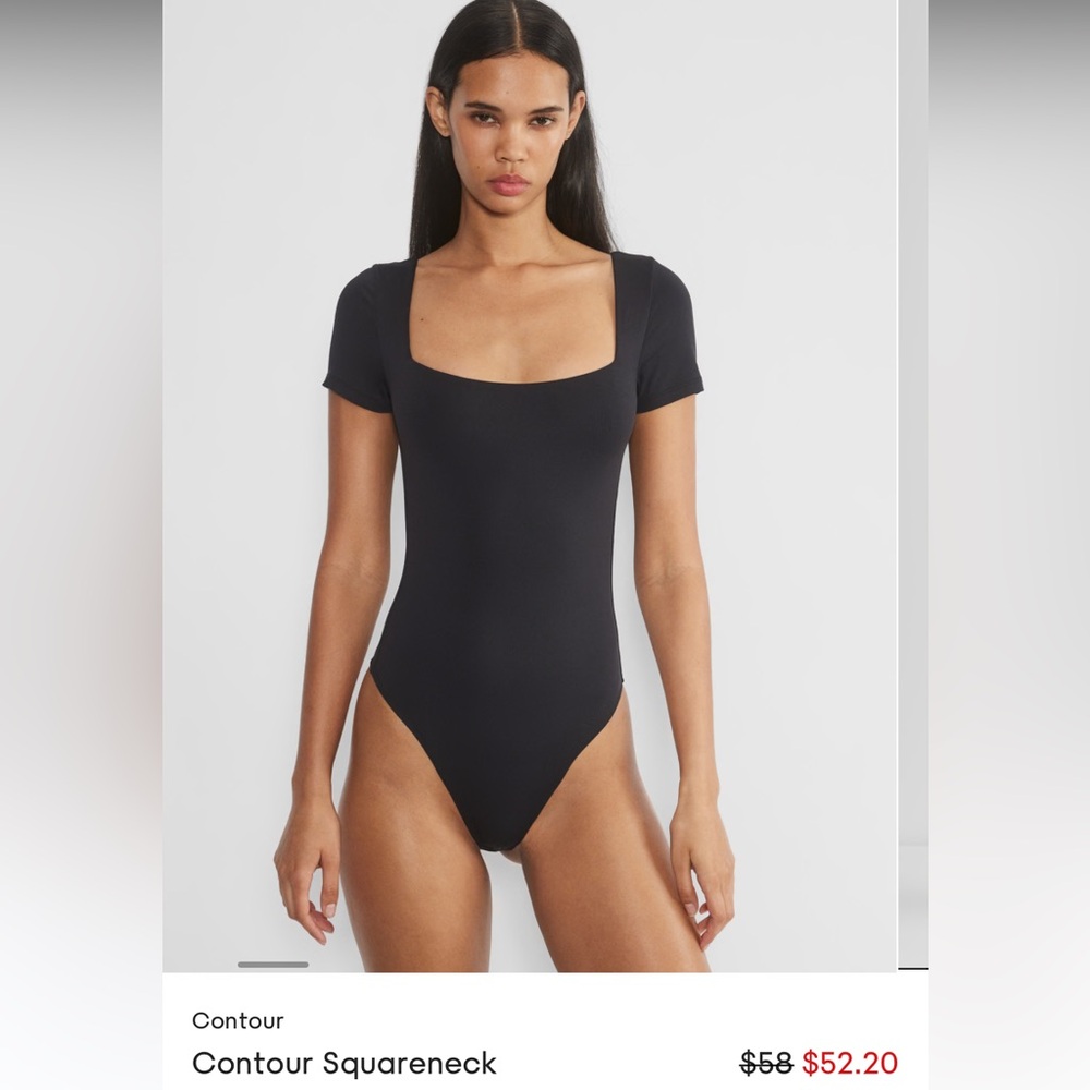 Aritzia Contour Black Square Neck Bodysuit